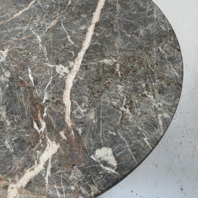 Mid-Century Modern Marble + Chrome Circle Dining Table by Brueton For Sale - Image 3 of 7