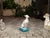 Ceramic Vintage Italian Midcentury Porcelain Greyhound Dog Sitting on Blue Cushion For Sale - Image 7 of 11