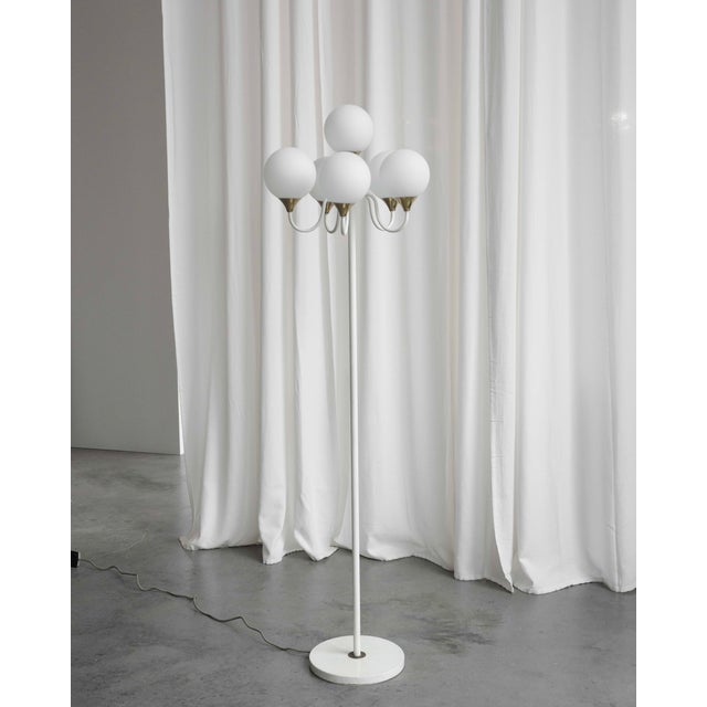 Mid-Century Modern Floor Lamp with Opal Glass Globes, Germany, 1970s For Sale - Image 6 of 6