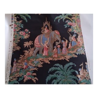 Vintage 1985 Brunschwig & Fils "Beauport Promenade" Onyx Chinoiserie Toile Fabric / Wallpaper For Sale