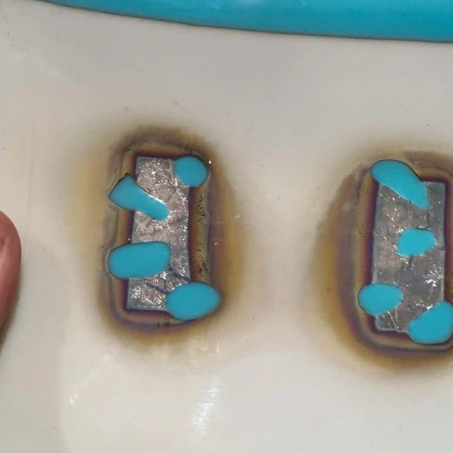 AMBIANIC presents 1960s Abstract Italian Art Glass Blue White decorative dish serving tray in the style of A V Mazzega 1 h...