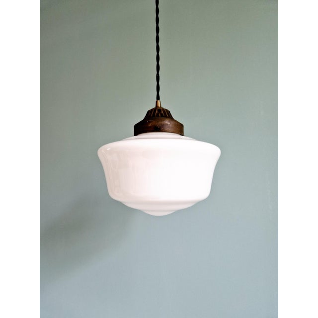 Art Deco Pendant Light in White Opaline, 1920s-1930s For Sale - Image 11 of 11