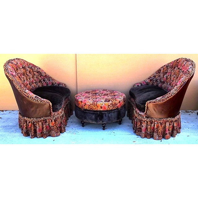 French Country Old Hickory Tannery Settees & Ottoman 3 Piece Set For Sale - Image 3 of 17