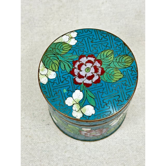 Cerulean Vintage Cloisonné Box For Sale - Image 8 of 9