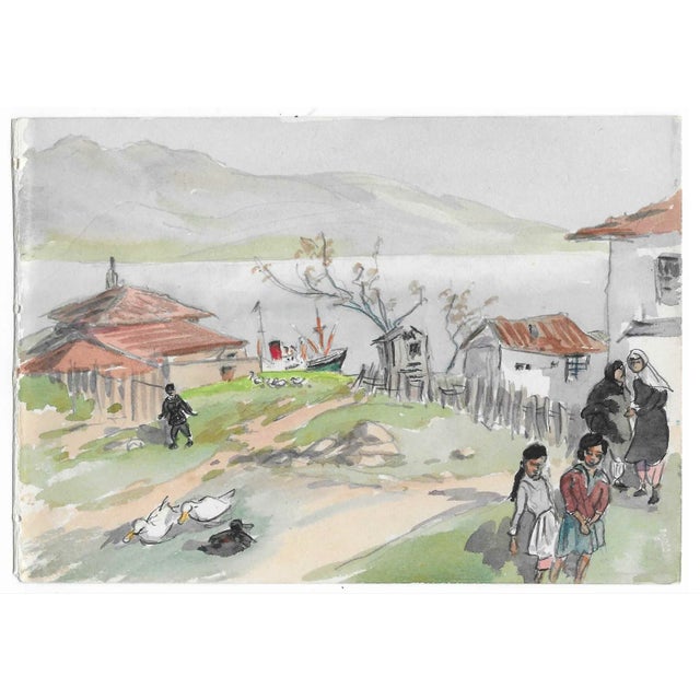 Painting by English artist Ivy Attwell (1895-1985). Attwell traveled extensively all over the world and recorded her...