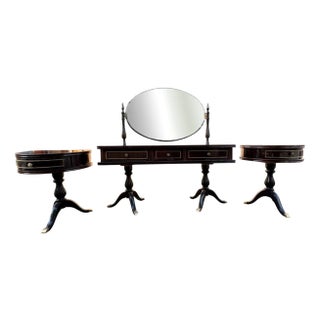Vintage French Three-Part Dressing Table with Mirror by G. Blouin, 1968 For Sale