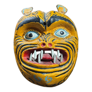 Oaxacan Hand Carved Folk Art Polychrome Mexican Tigre Mask