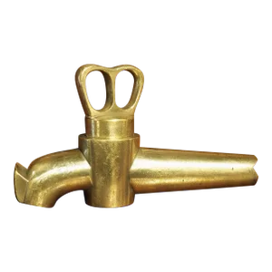 Antique French Bronze Barrel Spout of Spigot With Two Finger Handle