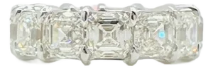 Gia .90 Carat Each Asscher Cut Diamond Eternity Band Ring 18k White Gold, Size 6.5