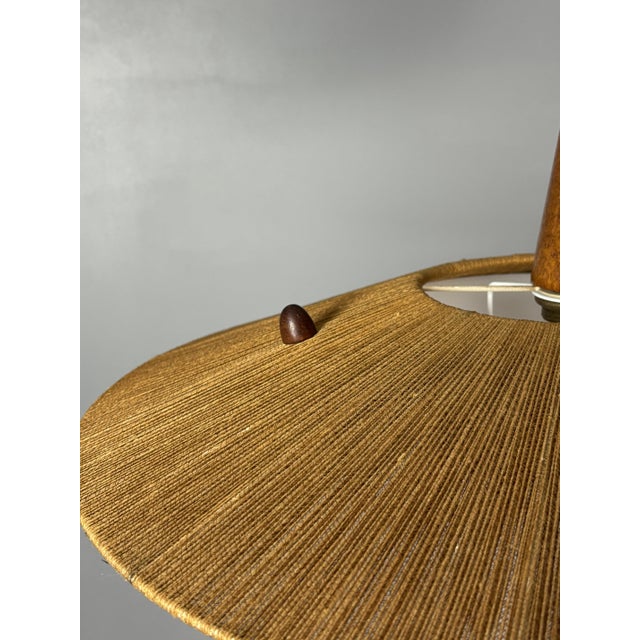 Large Mid-Century Teak and Sisal Cord Pendant from Temde Leuchten, 1960s For Sale - Image 12 of 18