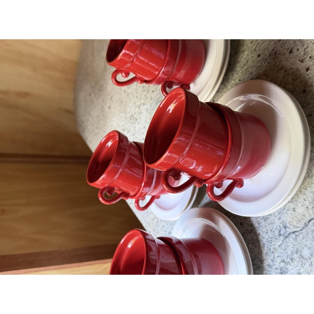 Mid-Century Dutch Ceramic Espresso Cups and Saucers from Huizen Holland, 1970s, Set of 16 For Sale - Image 11 of 13