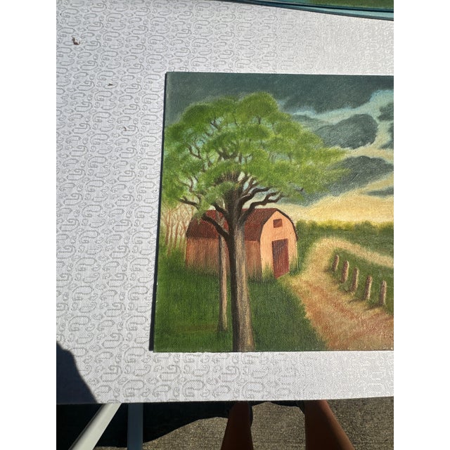 Up for consideration is a beautiful vintage farmhouse and barn countryside landscape painting on canvas. This would look...
