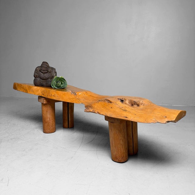 Mid-Century Modern Japanese Organic Live Edge Side Table in Zelkova Wood, 1960s For Sale - Image 3 of 13