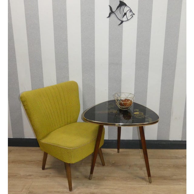 Cocktail Table Black Glass Top Gold Asia Kidney Table, 1950s For Sale - Image 6 of 11