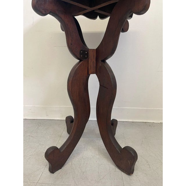 Wood 1970s Vintage Victorian Style Accent Table With Carved Wood Legs For Sale - Image 7 of 9
