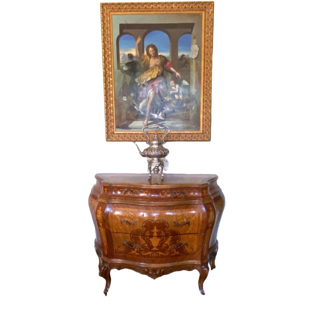 Italian Vintage Italian Style Inlay Bombe Commode For Sale - Image 3 of 11