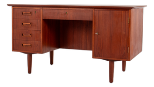 Mid-Century Modern Danish Teak Desk with Bookcase Back, 1960s