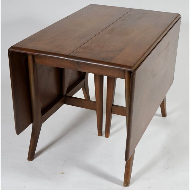 Mid Century Modern Heywood Wakefield Gate Leg Drop Leaf Dining Table For Sale - Image 9 of 10