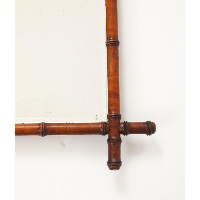Small Faux Bamboo Carved Frame Mirror, England 1940s For Sale - Image 4 of 9