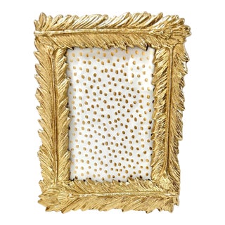 Vintage Hollywood Regency Gilt Feather Picture Frame For Sale