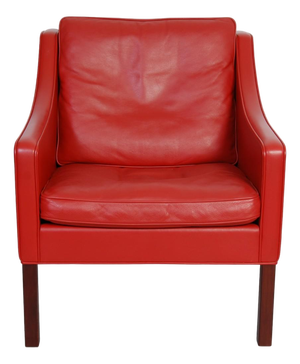 Model 2207 Lounge Chair in Red Leather by Børge Mogensen, 2000s