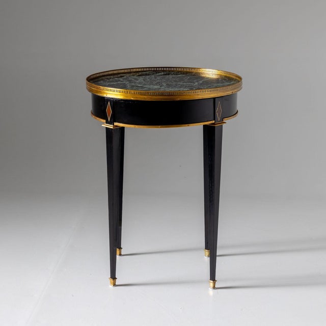 Late 19th Century Ebonized Side Table with green Marble Top, France 2nd Half 19th Century For Sale - Image 5 of 6
