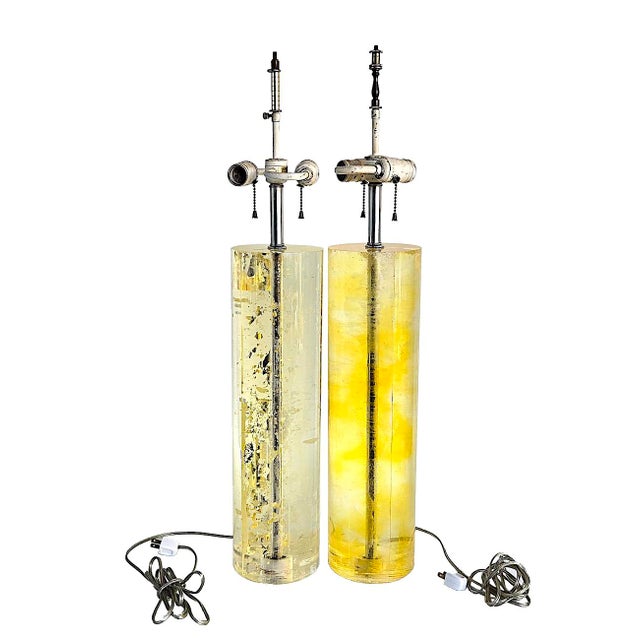 Mid-Century Modern Mid 20th Century Frederick Cooper Chicago Fractal Resin Tall Table Lamps, Set of 2 For Sale - Image 3 of 17