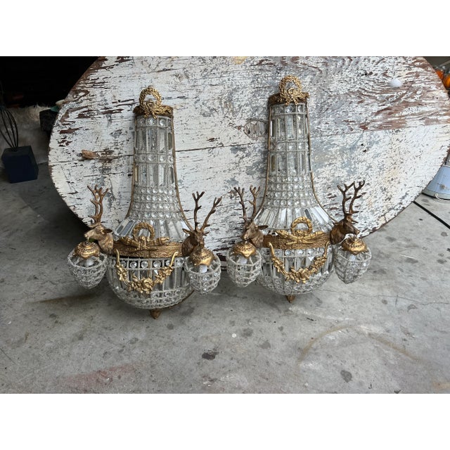 Gold 1980s Gold Deer Head Sconces - a Pair For Sale - Image 8 of 8