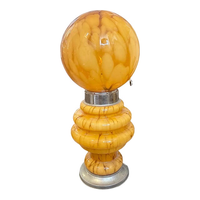 1970s Space Age Yellow Glass and Metal Table Lamp Carlo Nason for Mazzega For Sale