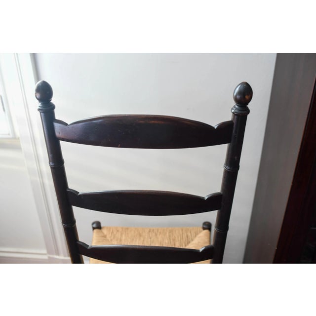 19th Century 20th Century Antique English Ladder Back Chair Faux Bamboo Rush Seat Chinoiserie For Sale - Image 5 of 10