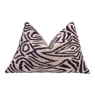 Contemporary Black White Velvet Throw Pillow & Down Insert For Sale