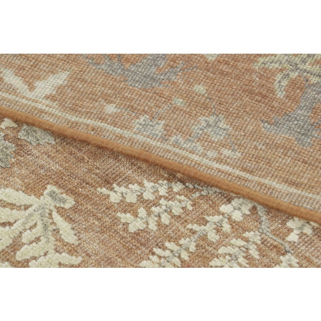 Textile Contemporary Block Print Floral Natural Silk Runner by Rug & Kilim, India For Sale - Image 7 of 8