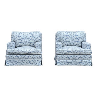 Pair of Baker Furniture Company Club Chairs in Brunschwig & Fils For Sale