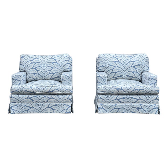 Pair of Baker Furniture Company Club Chairs in Brunschwig & Fils For Sale