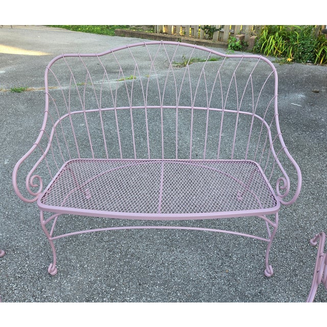 Vintage Pink Garden Bench & Chairs, 3 Pieces For Sale In Saint Louis - Image 6 of 6