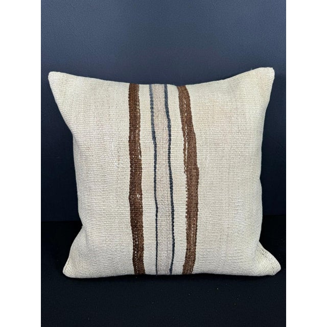 Turkish Hemp Pillow Cushion Natural Beige Brown Pillow Cushion Cover 20x20 For Sale - Image 4 of 4