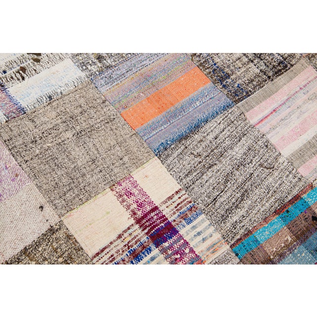 Textile Vintage Multicolor Handmade Patchwork Turkish Wool Rug For Sale - Image 7 of 12