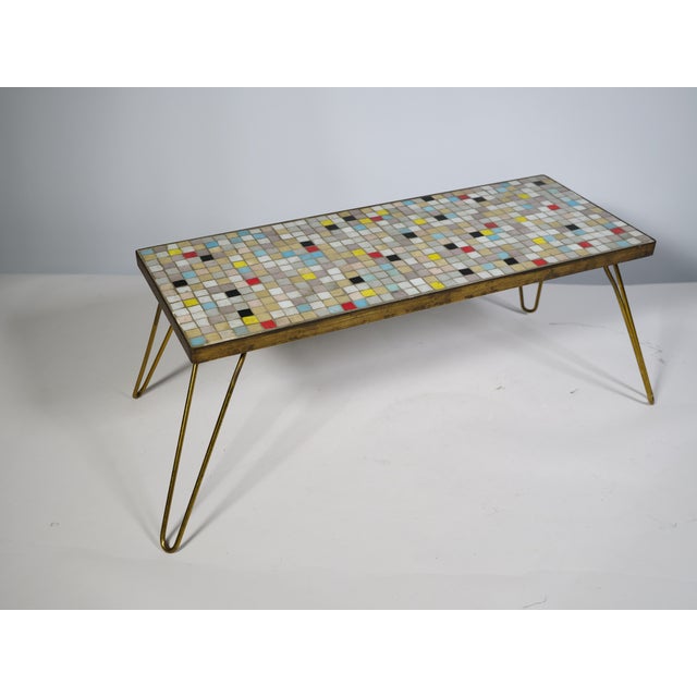 Metal Mid-Century Mosaic Plant Stand with Hairpin Legs, 1950s For Sale - Image 7 of 9