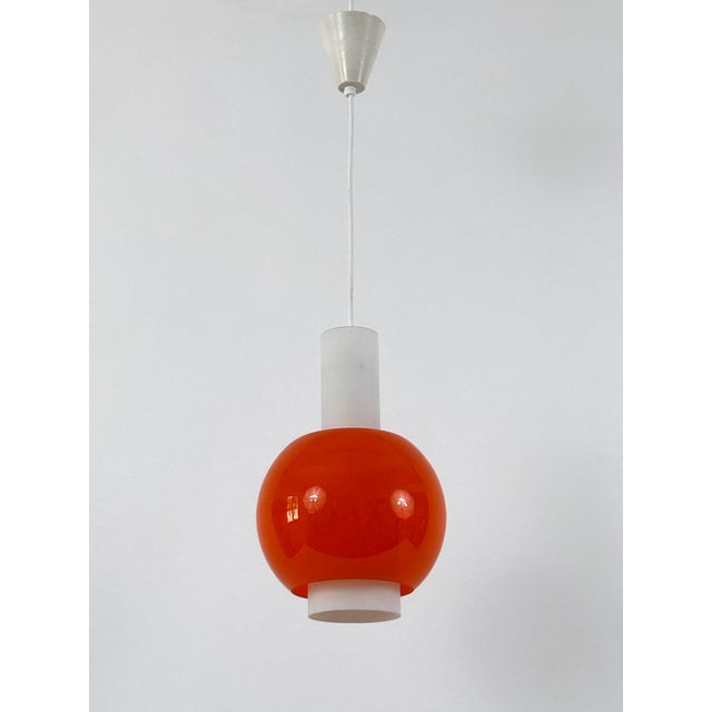 Metal Mid-Century Pendant Lamp in Metal and Opaline Glass from Bünte & Remmler, Germany, 1960s For Sale - Image 7 of 18