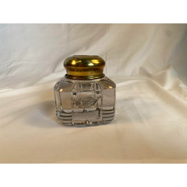 Early 20th Century Large Glass Inkwell With Brass Top For Sale In Salt Lake City - Image 6 of 6