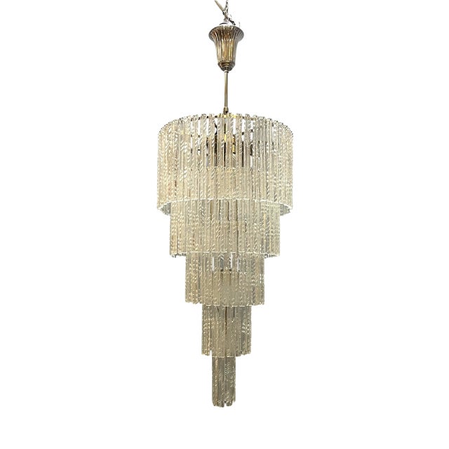 Large Murano Glass Rod Chandelier, Italy, 1980s For Sale
