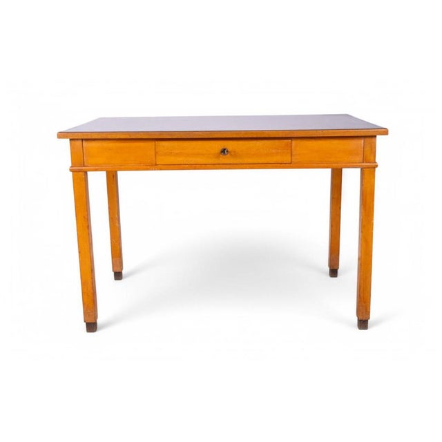 Vintage Wooden Desk with Green Top, 1950s For Sale - Image 11 of 11