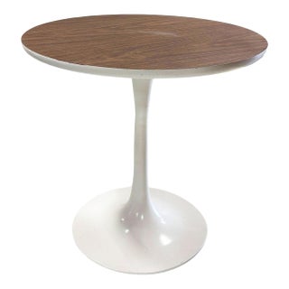 1960s MCM Tall Tulip Side Table Attributed to Eero Saarinen for Knoll W/ Walnut Laminate Top For Sale