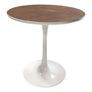 1960s MCM Tall Tulip Side Table Attributed to Eero Saarinen for Knoll W/ Walnut Laminate Top