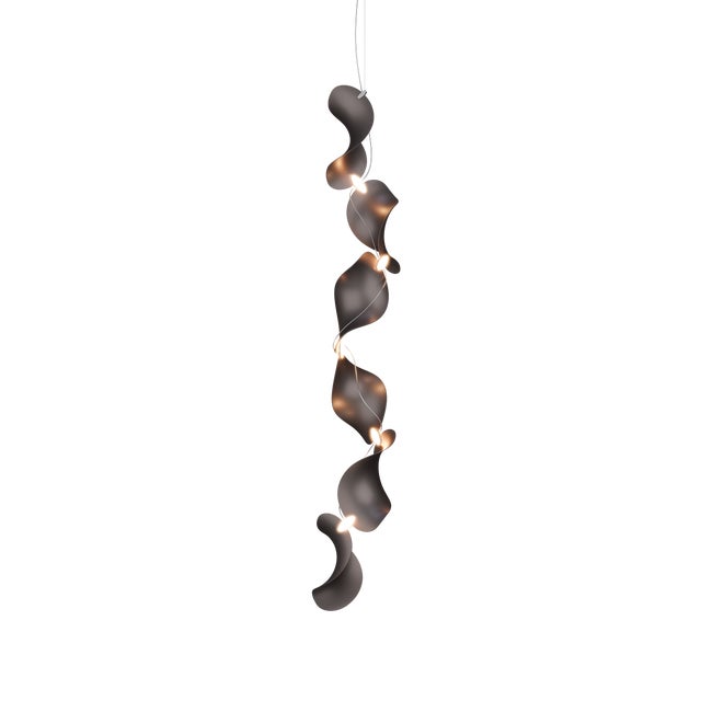 Dune 6 Vertical Line Pendant Light with Shades in Dark Bronze Metallic Tone by Daniel Becker for Moss Objects For Sale - Image 9 of 9