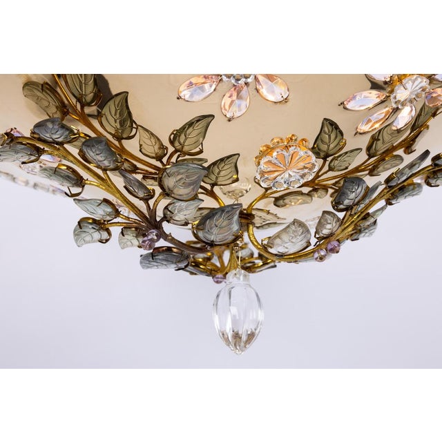 Large Gilt and Faceted Crystal Glass Chandelier from Palwa, 1970s For Sale - Image 14 of 15