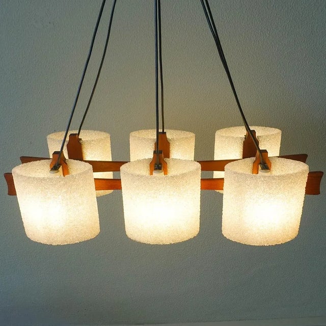 1960s Scandinavian Hanging Lamp in Teak and Granite, 1960s For Sale - Image 5 of 17