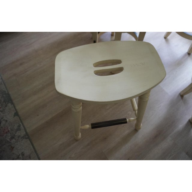 Mid 20th Century White Pedestal Dining Table With Leaf and Upholstered Chairs – Seats 8 For Sale - Image 11 of 12