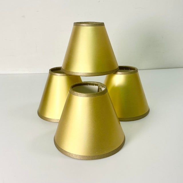 Paper 1980s Vintage Boho Chic Hollywood Regency Golden Chandelier Lamp Shades - Set of 4. For Sale - Image 7 of 9