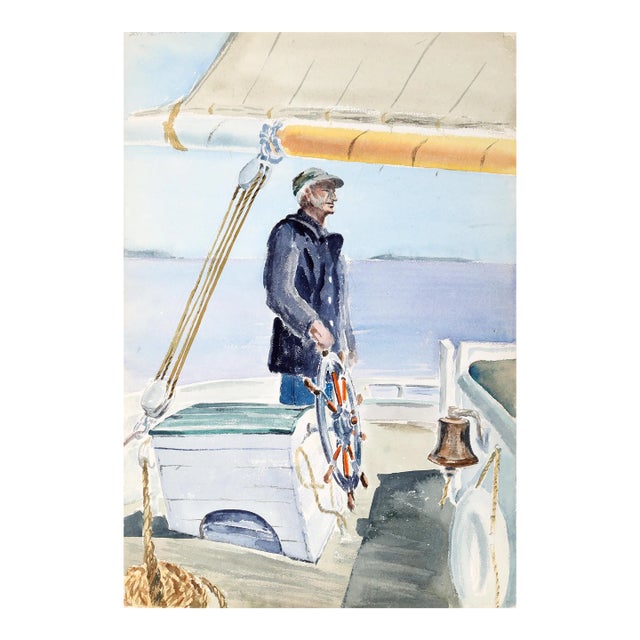 1950s "Maine Schooner P5.21" Watercolor Painting by Eve Nethercott For Sale